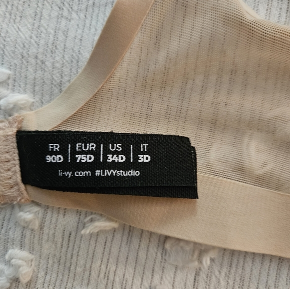 Livy Beige Nude Mesh Underwire Bra Size 34D - Picture 8 of 12